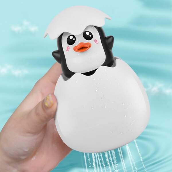 

1pc Kids Cartoon Penguin Bath Toy, Black and white