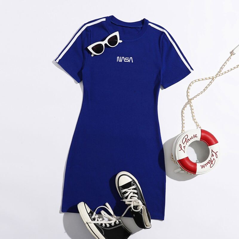 

Contrast Binding Bodycon Dress, Royal blue