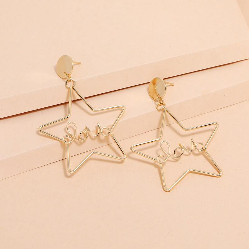 

Star Drop Earrings, Gold