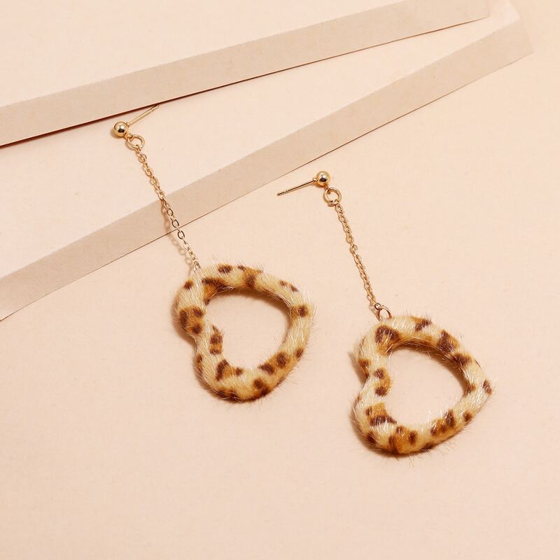 

Leopard Heart Drop Earrings, Multicolor