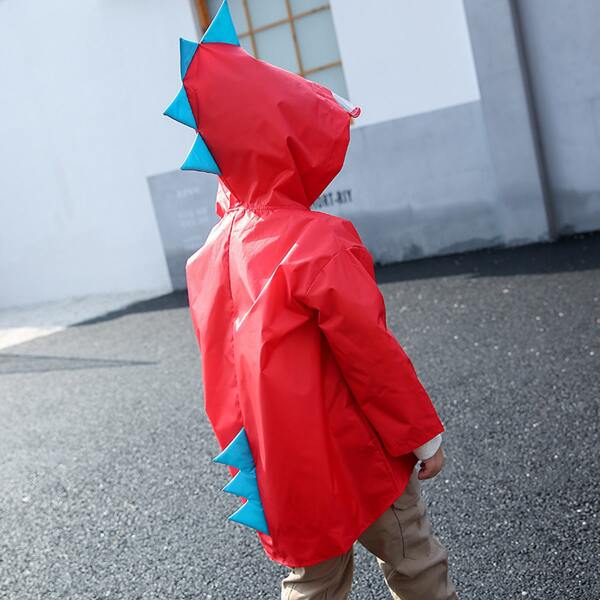 

1pc Kids Dinosaur Raincoat, Red