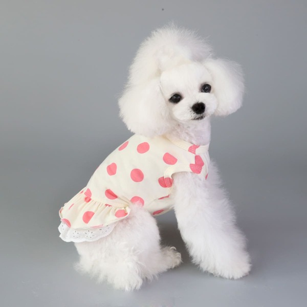 

1pc Polka Dot Dog Dress, White
