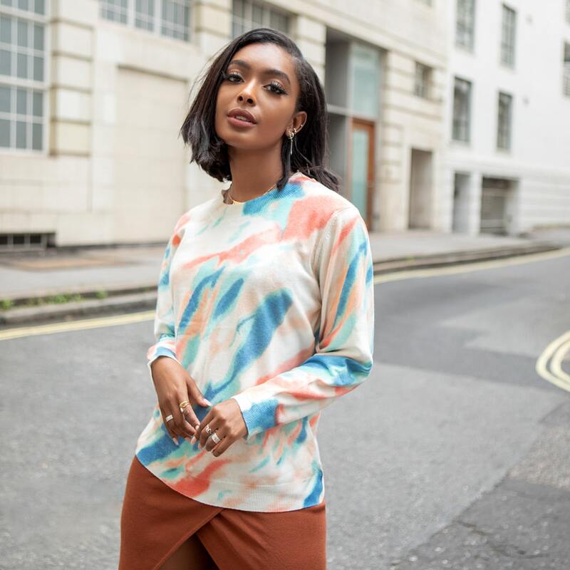 

Drop Shoulder Tie Dye Sweater, Multicolor