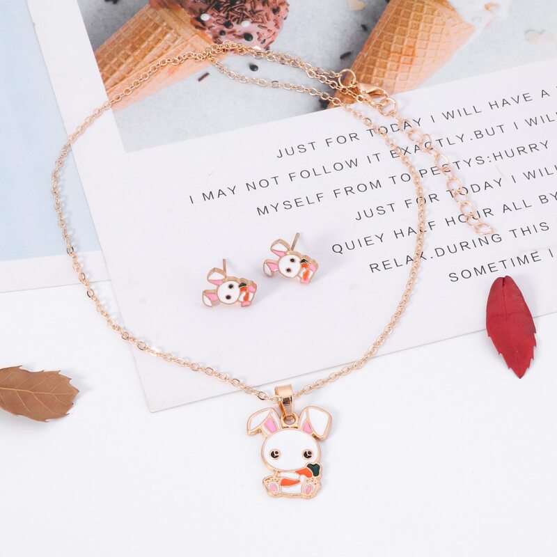 

3pcs Cartoon Rabbit Jewelry Set, White