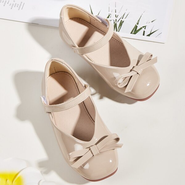 

Toddler Girls Bow Decor Patent Flats, Apricot
