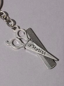 剪刀吊墜鑰匙扣 - 銀色 - 查看 3