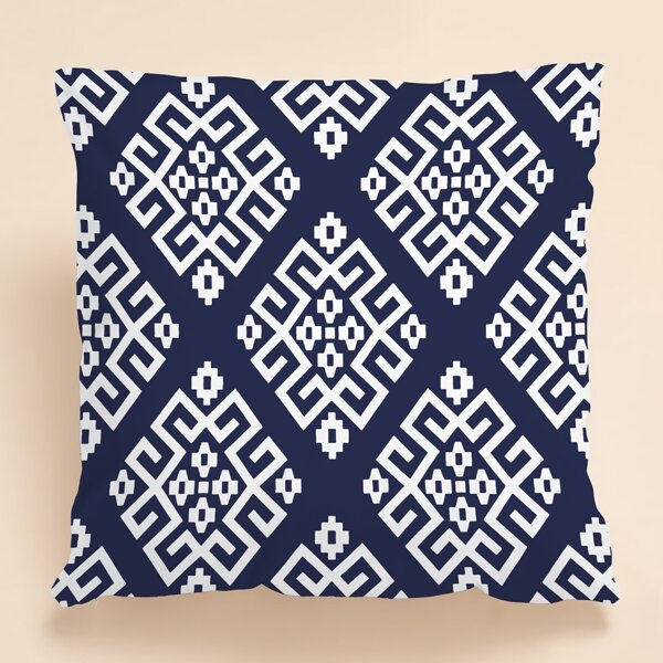 

Geometric Pattern Cushion Cover Without Filler, Navy blue
