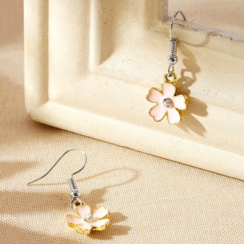 

Floral Drop Earrings, Pink