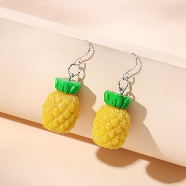 

Pineapple Design Drop Earrings, Yellow