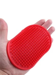1pc Dog Bathing Rubber Brush - Red - View 1