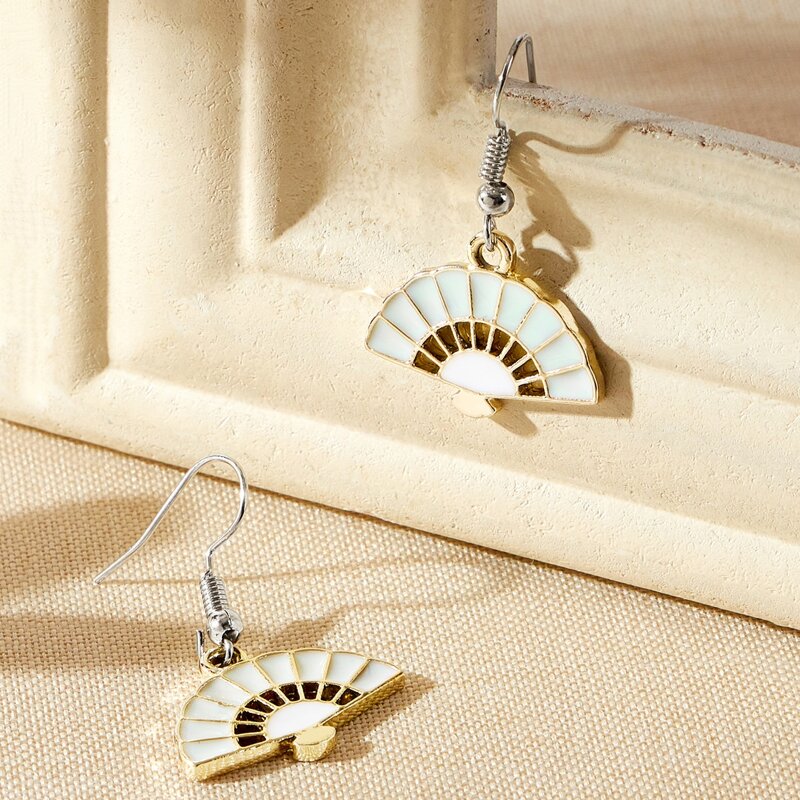 

Folding Fan Drop Earrings, Multicolor