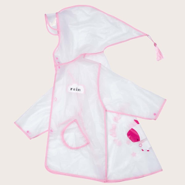 

Kids Unicorn Print Raincoat, Pink