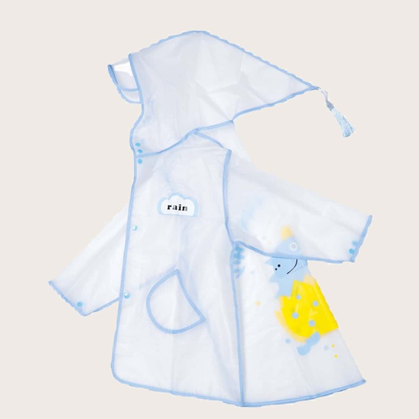 

Kids Dinosaur Print Raincoat, Blue