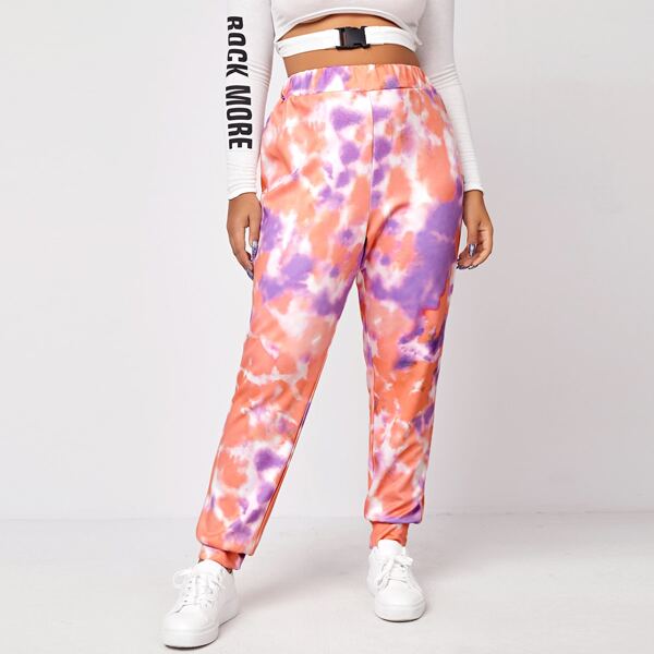 

Plus Elastic Waist Tie Dye Sweatpants, Multicolor