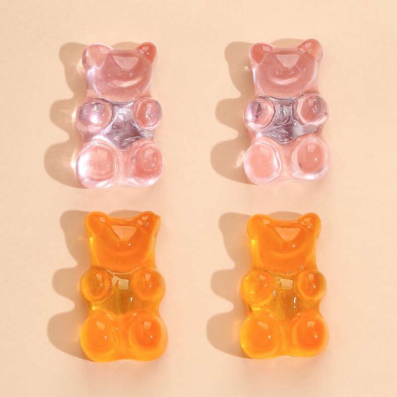 

2pairs Clear Bear Stud Earrings, Multicolor