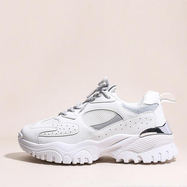 

Lace-up Front Wide Fit Chunky Sneakers, White