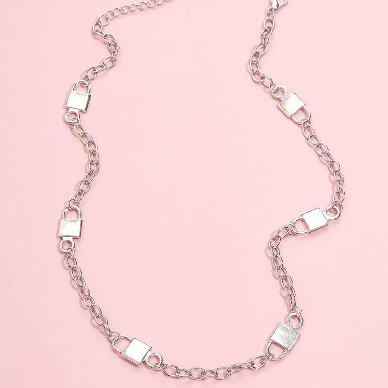 

Lock Chain Necklace, Silver