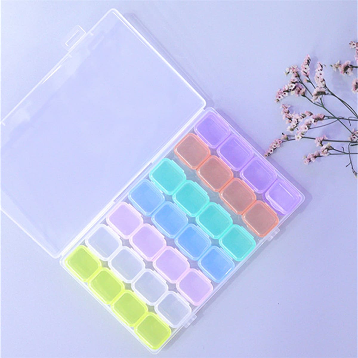 

1pc 28 Grid Storage Box, Multicolor