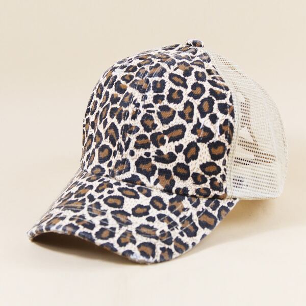 

Leopard Pattern Mesh Baseball Cap, Multicolor