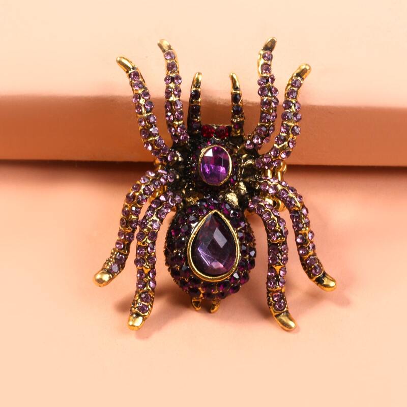 

Rhinestone Spider Decor Ring, Purple