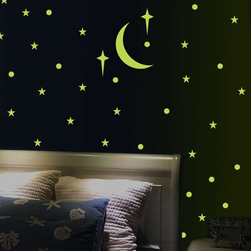 

Kids Star Print Luminous Wall Sticker, Green