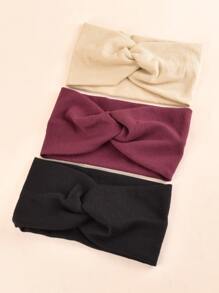 3 piezas cinta ancha sólida para la cabeza con lazo moños - Multicolor - Ver 1