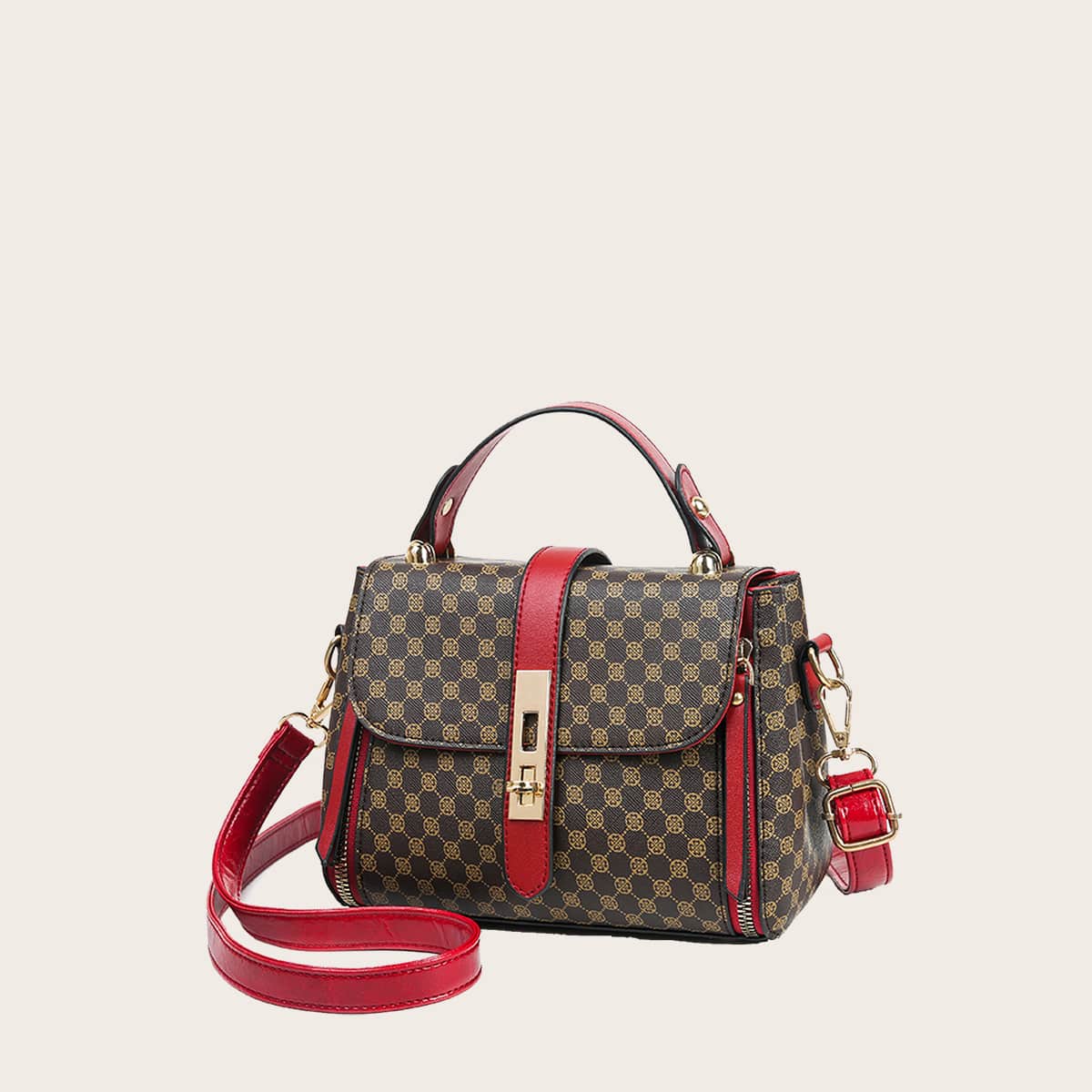 

Twist Lock Satchel Bag, Multicolor