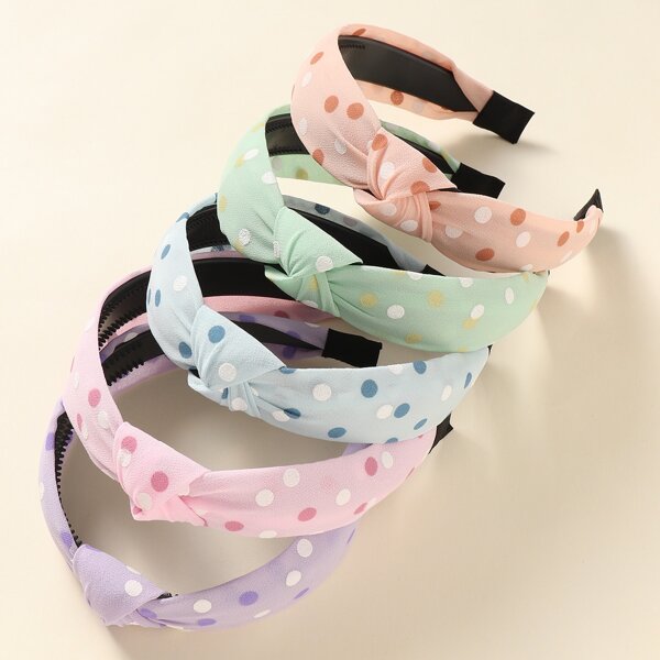 

5pcs Toddler Girls Polka Dot Hair Hoop, Multicolor