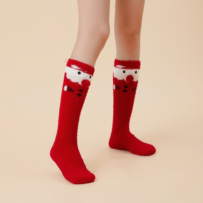 

Christmas Cartoon Graphic Fuzzy Socks, Multicolor