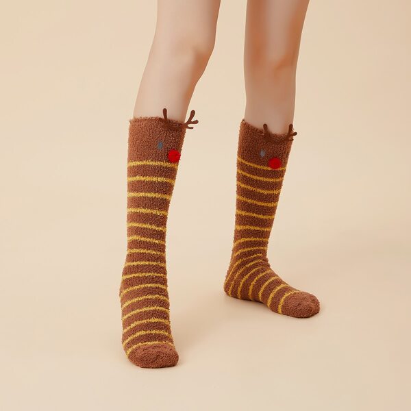 

Cartoon Graphic Fuzzy Socks, Multicolor