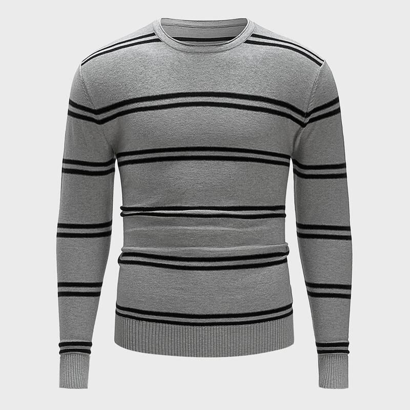 

Guys Striped Crew Neck Sweater, Grey