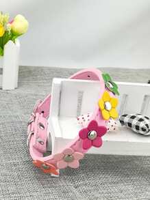 1入組狗狗花朵裝飾項圈 - 粉色 - 查看 2