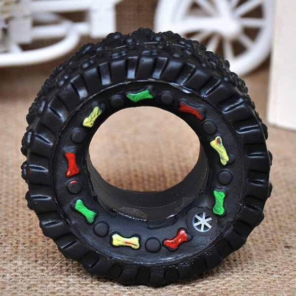 

1pc Dog Tire Shaped Chew Toy, Black