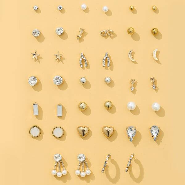 

20pairs Faux Pearl Decor Earrings, Multicolor