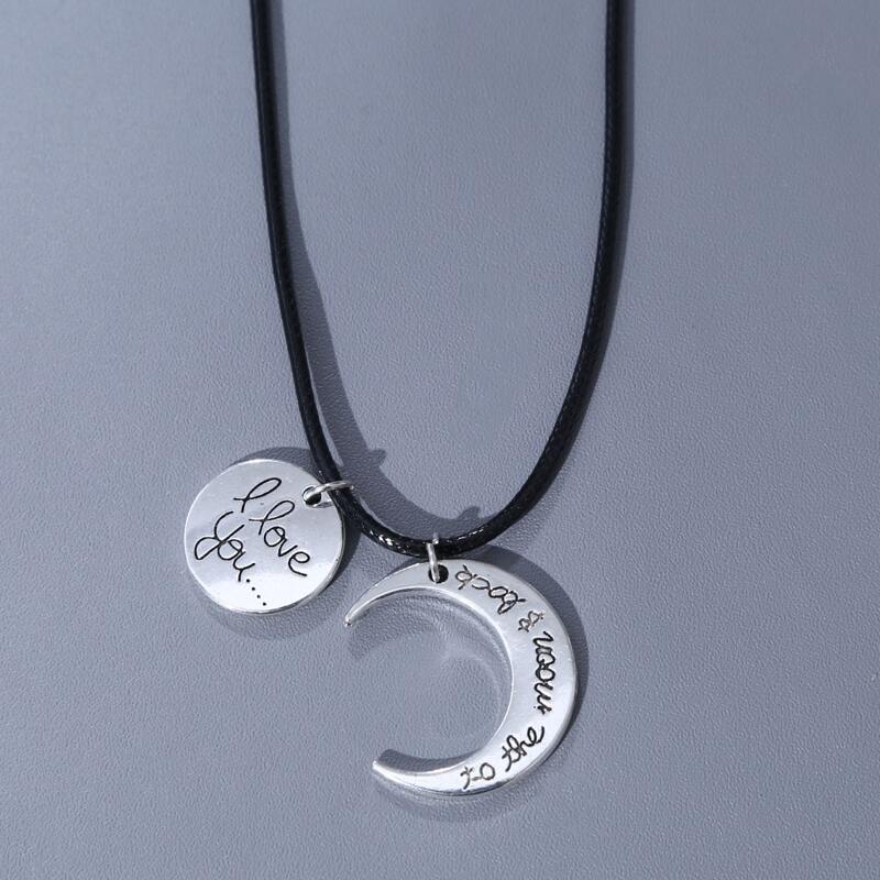 

Guys Moon & Round Charm Necklace, Silver