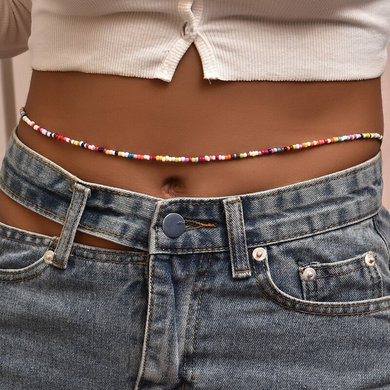 

Colorful Beaded Waist Chain, Multicolor