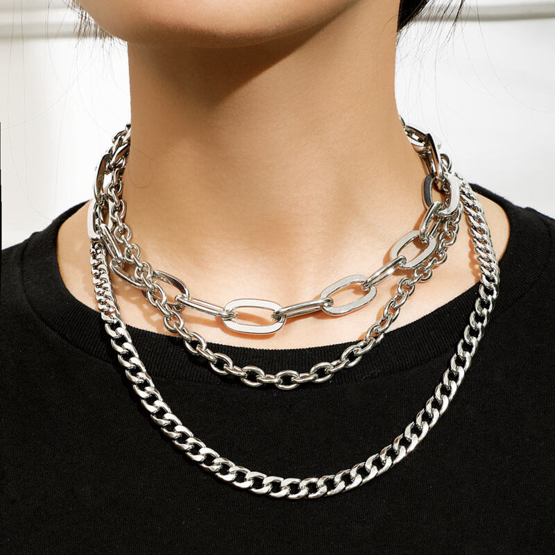 

Layered Chain Necklace, Silver