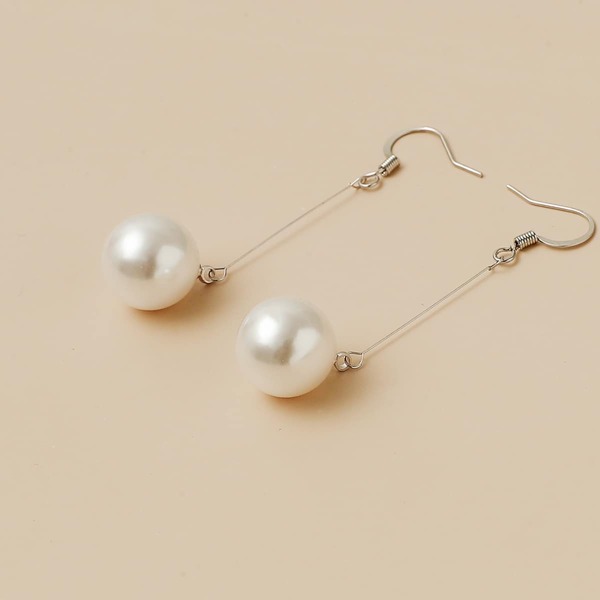 

Faux Pearl Chain Drop Earrings, White