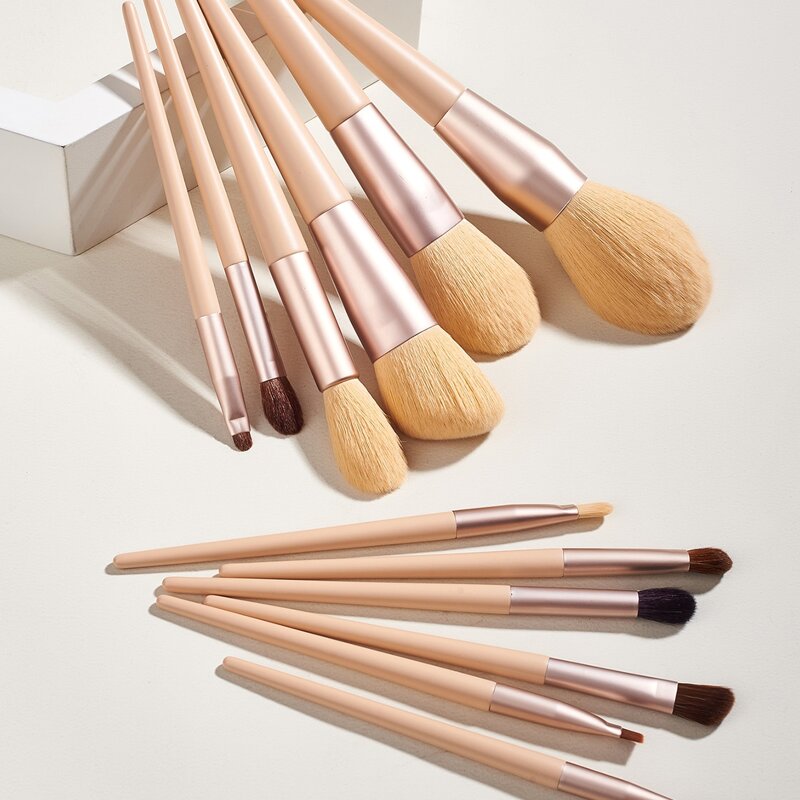 

12pcs Soft Makeup Brush Set, Beige