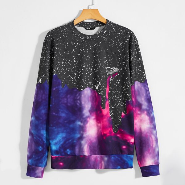 

Men Tie Dye and Splash Print Pullover, Multicolor