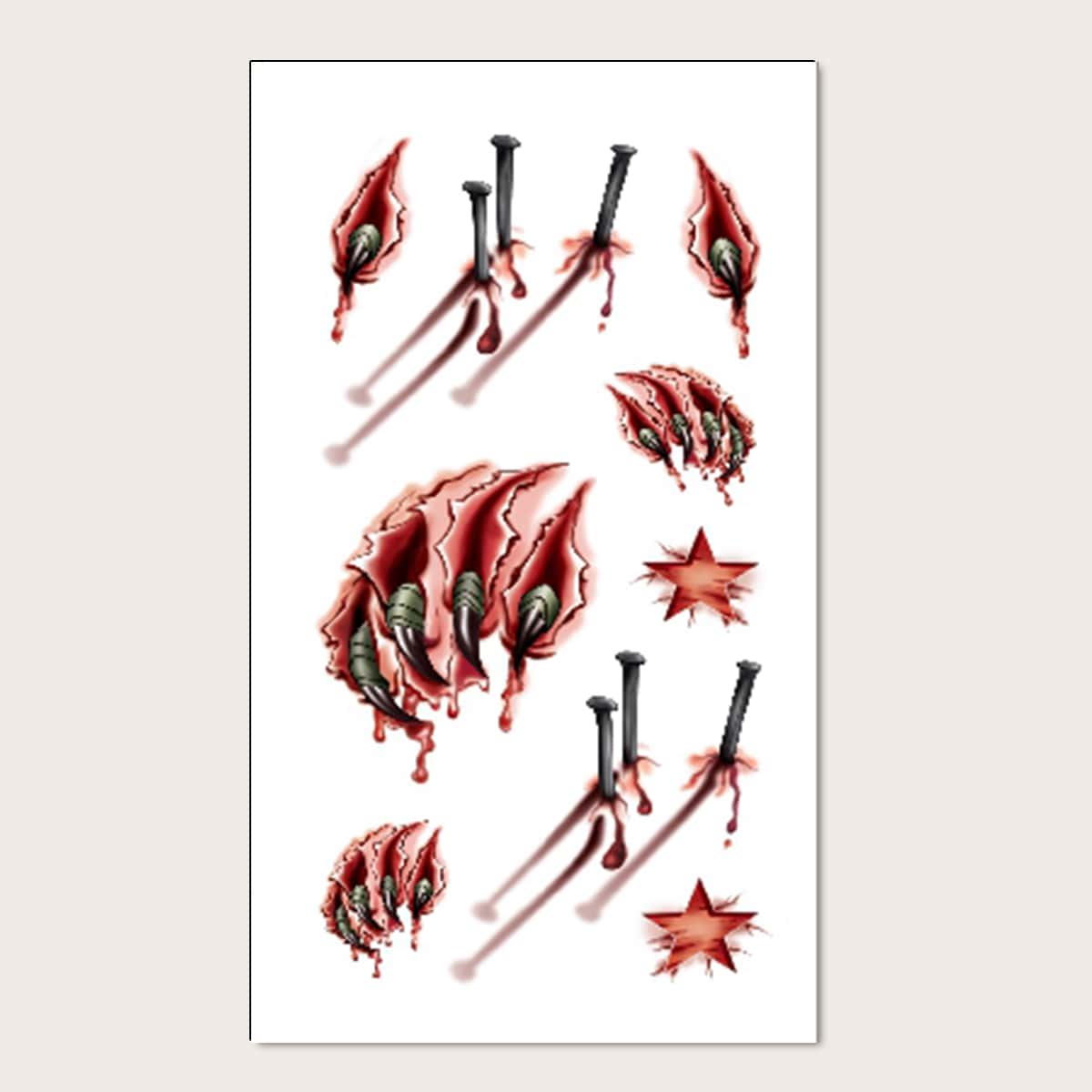 

1pc Halloween Pattern Tattoo Sticker, Multicolor