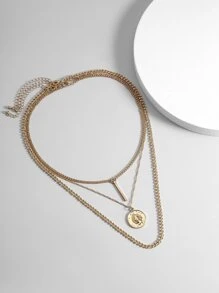3 piezas collar de hombres con barra - Amarillo Oro - Ver 3