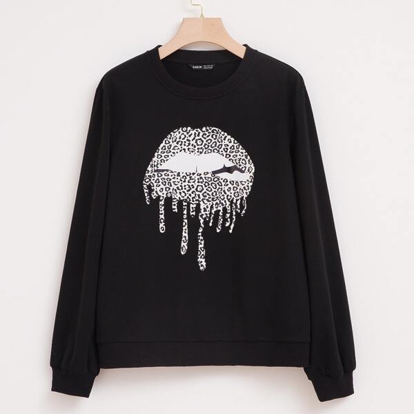 

Cheetah And Mouth Graphic Sweatshirt, Black