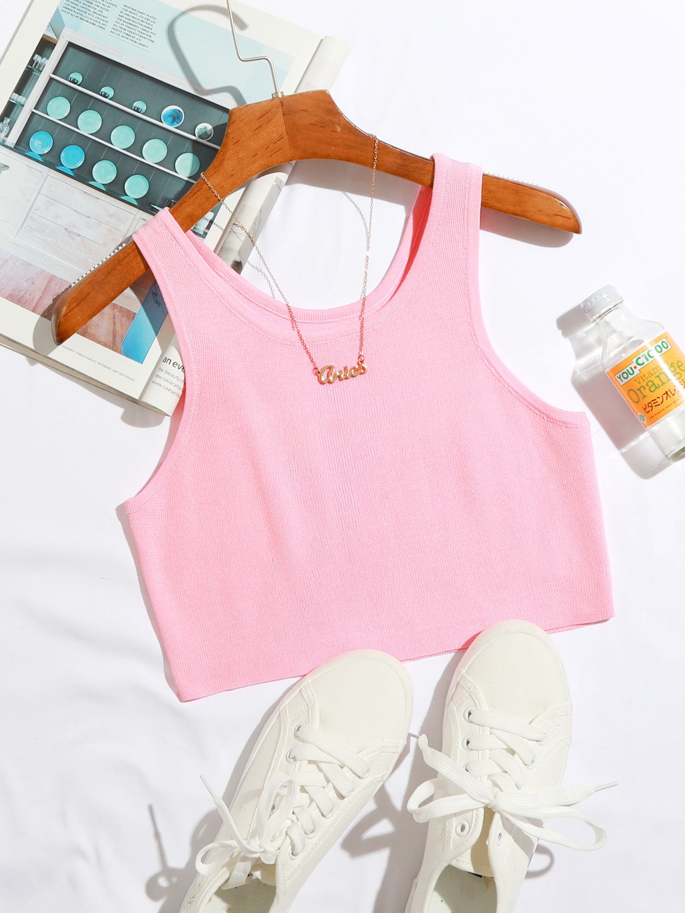 Solid Crop Knit Tank Top thumbnail