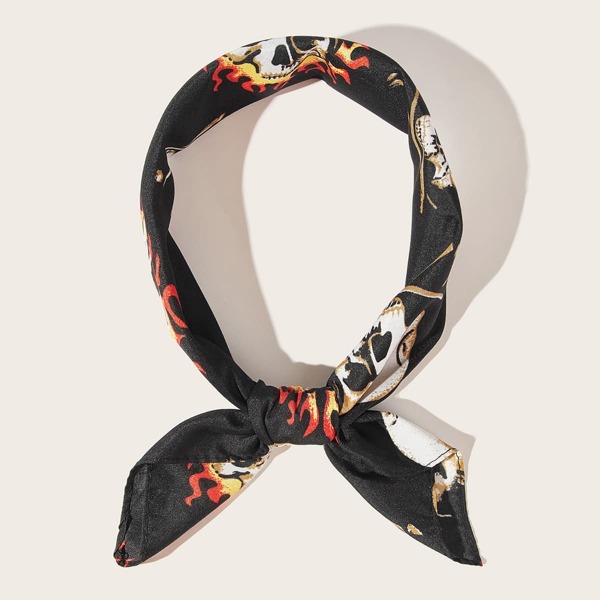 

Halloween Skull Pattern Bandana, Black