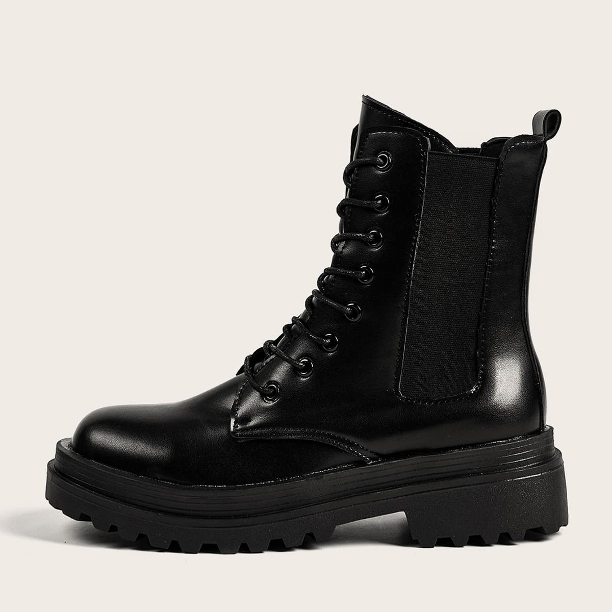 

Lace-up Front Chelsea Boots, Black