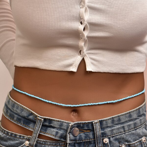 

Simple Beaded Waist Chain, Blue