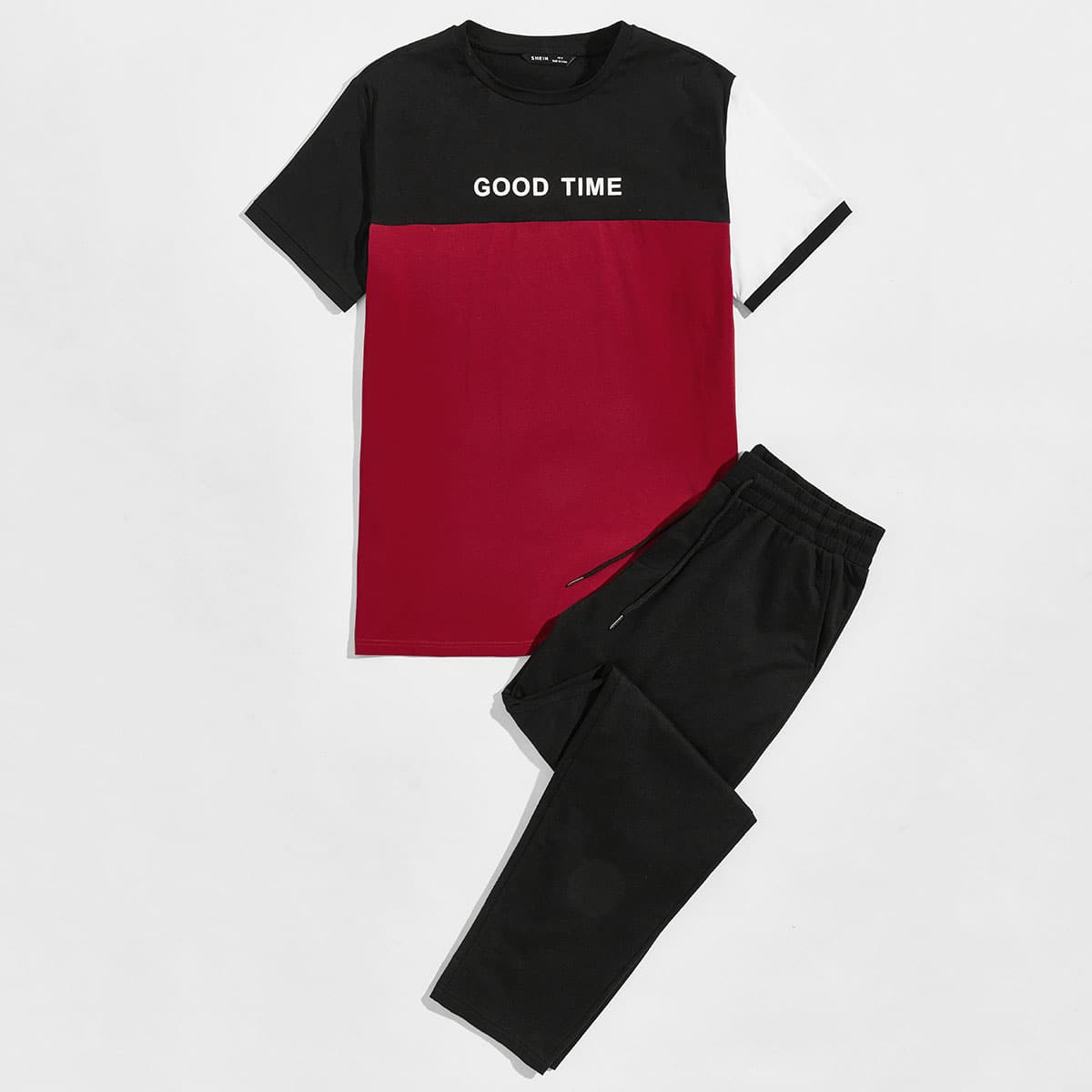 

Guys Letter Graphic Colorblock Top & Sweatpants Set, Multicolor