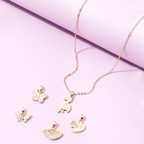 

Girls Heart Decor Detachable Necklace, Multicolor