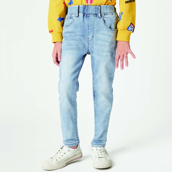 

Boys Elastic Waist Pocket Detail Jeans, Light wash